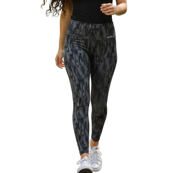 Eddie Bauer Women's Athletic Leggings S Gray & Black Ikat Print Cropped Mid Rise - Picture 1 of 11